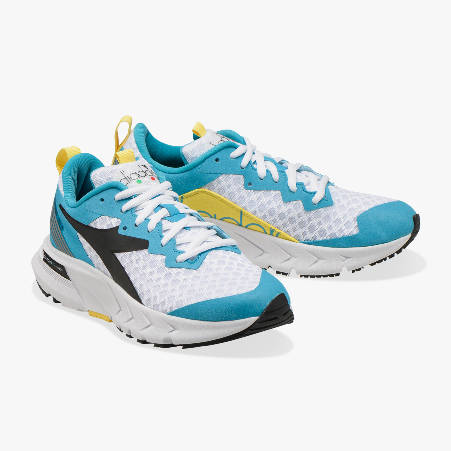 SCARPE DIADORA MYTHOS BLUSHIELD FLY 101.172869 01 C5696 BLU FLUO BIANCO CORSA RU