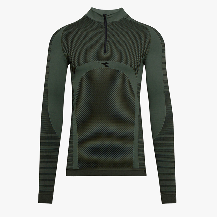 1/2 ZIP LS T-SHIRT ADV, GREEN THYME, large