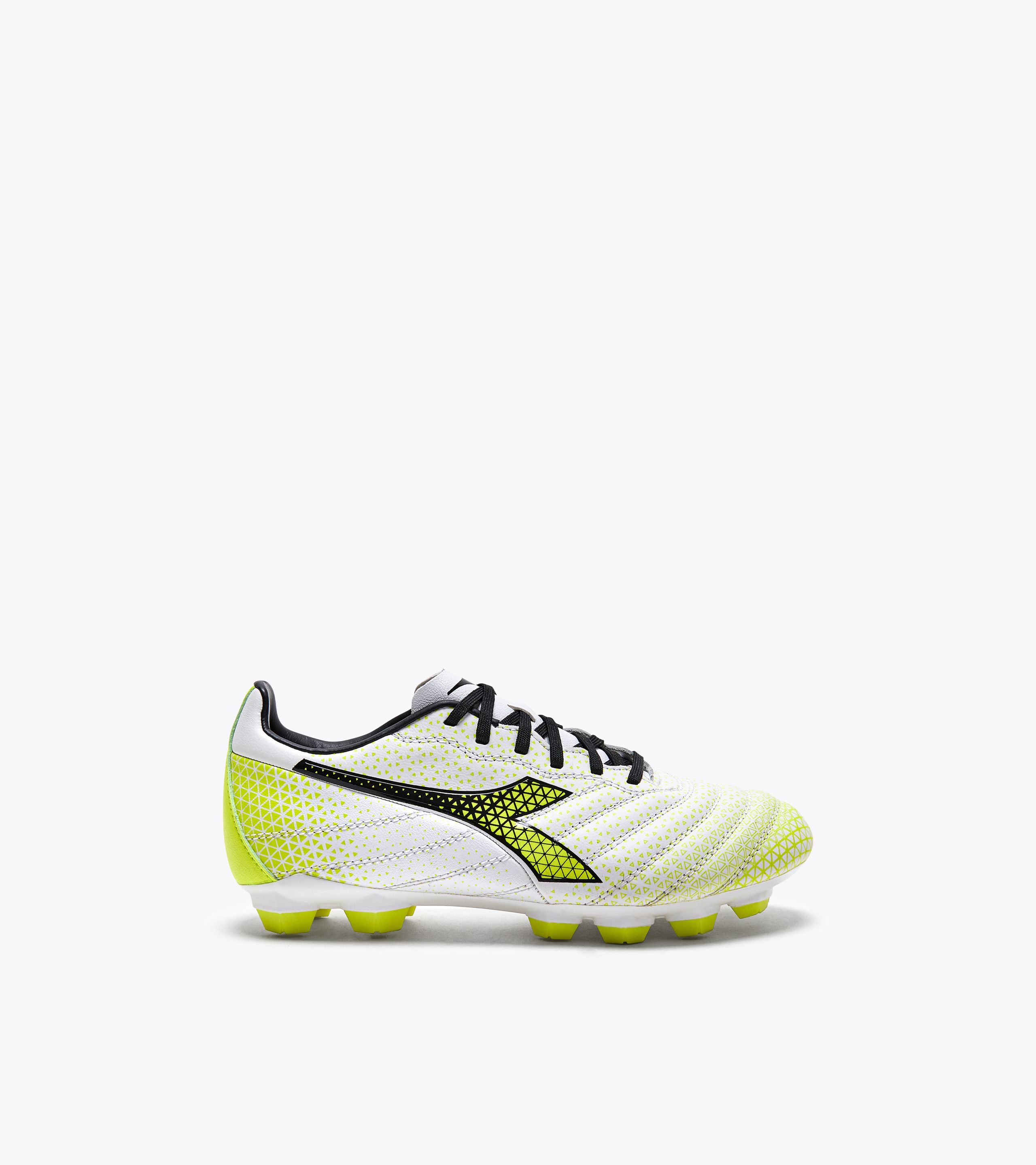 Ghete de fotbal Diadora Brasil Elite Veloce GR LPU pentru bărbați, alb/roz fluo/albastru fluo