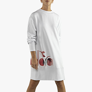 FLOWERS SWEATER/DRESS, OPTICAL WHITE, medium
