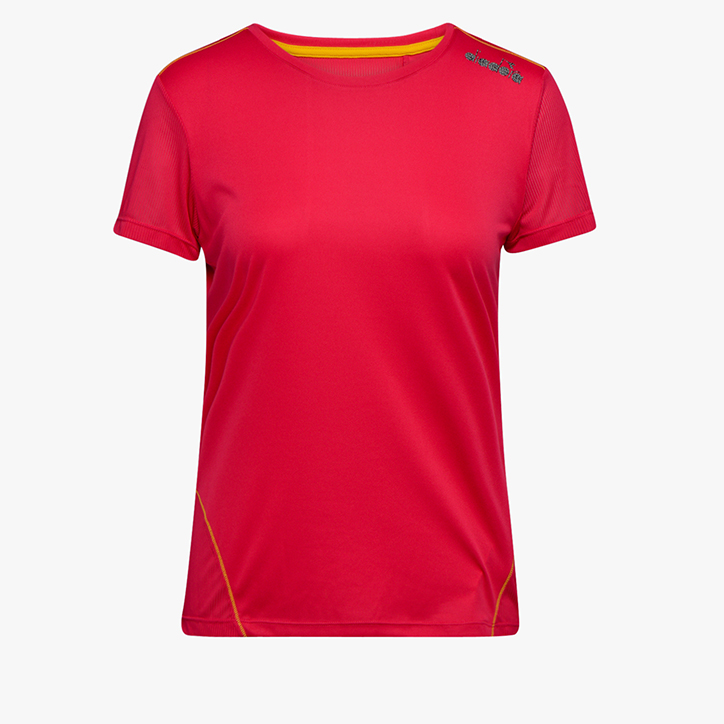 L. X-RUN SS T-SHIRT, RED VIRTUAL PINK, large