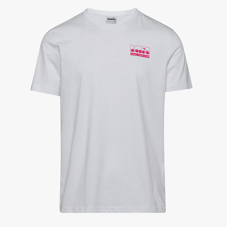 T-SHIRT SS LIGHT YOUR FIRE, WHITE OPTICAL/BEETROOT PINK, large