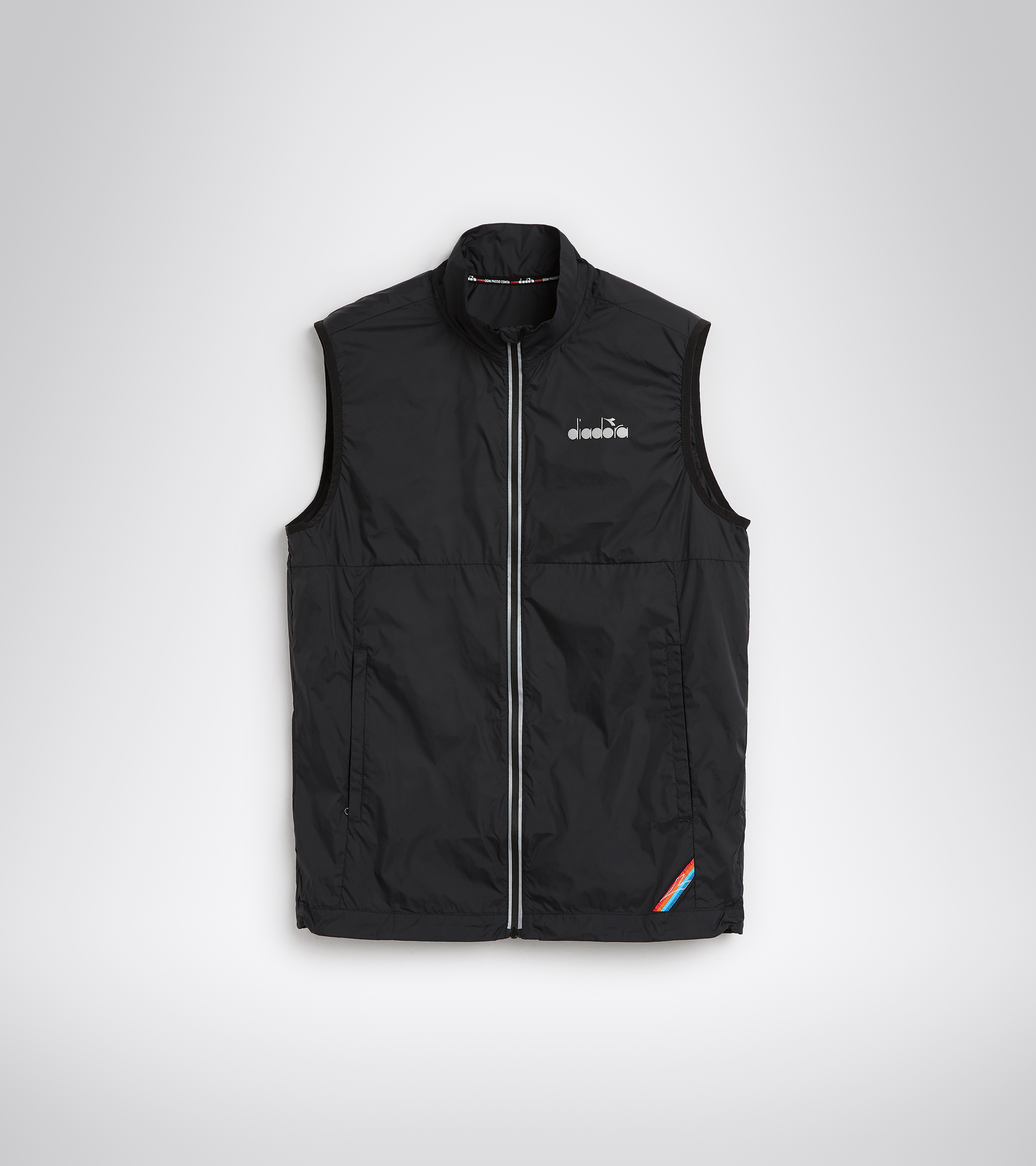 Chaleco cortavientos para correr - Hombre PACKABLE VEST NEGRO - Diadora