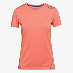 L. X-RUN SS T-SHIRT, PINK PEACH, medium