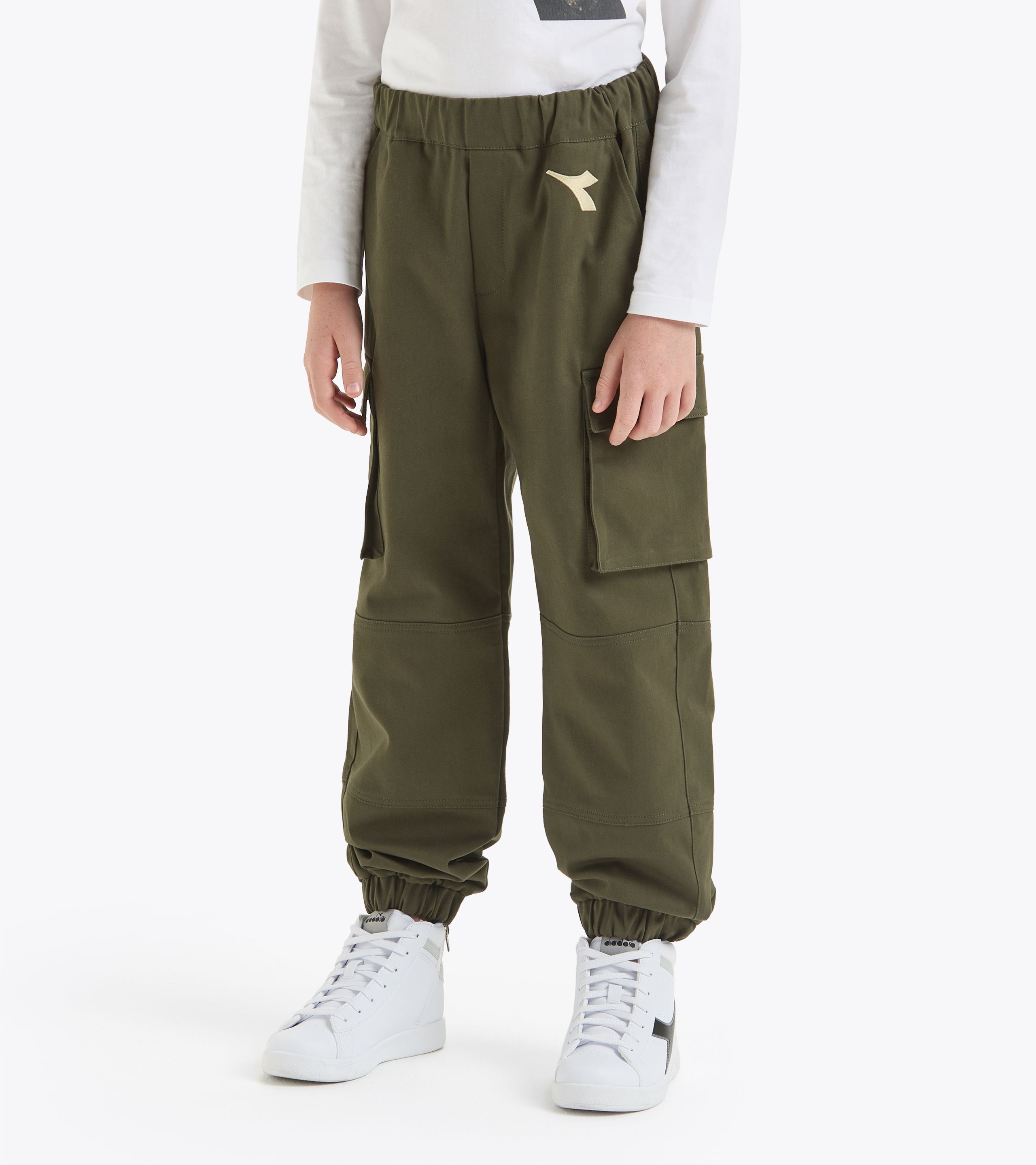 Pantaloni Cargo Bambino Duna in Denim Lavato – Elastico in Vita e Tasche Laterali main image 0