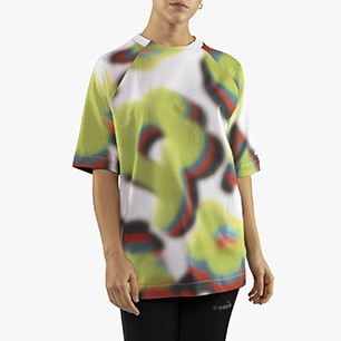 FLOWERS SHORT SLEEVE T-SHIRT AOP, OPTICAL WHITE/GREEN SPRING, medium